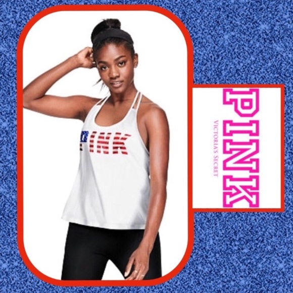 PINK Victoria's Secret Tops - NEW VS PINK Bling Americana Tank Top